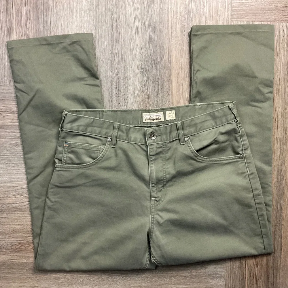 Patagonia Straight Fit Organic Cotton Canvas Pants Mens 34x27 Sage Khaki Green